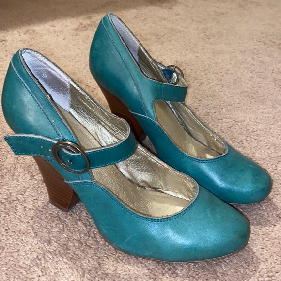 Seychelles Shoes - Seychelles | Turquoise Leather Maryjane Heels | size 9